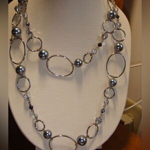 Lia Sophia faux pearl multi hoop link necklace